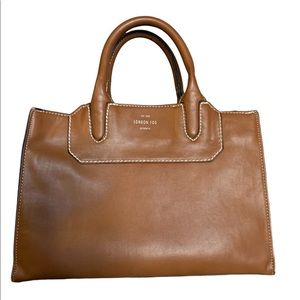 London fog women Vegan Leather cognac satchel purse 👜